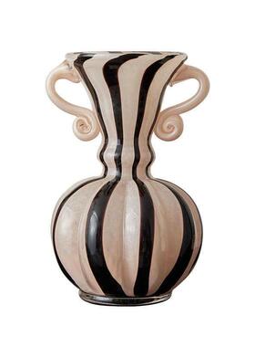 复古法式中古奶油风软装摆件手绘芬顿玻璃花器小花瓶高颜值配饰品