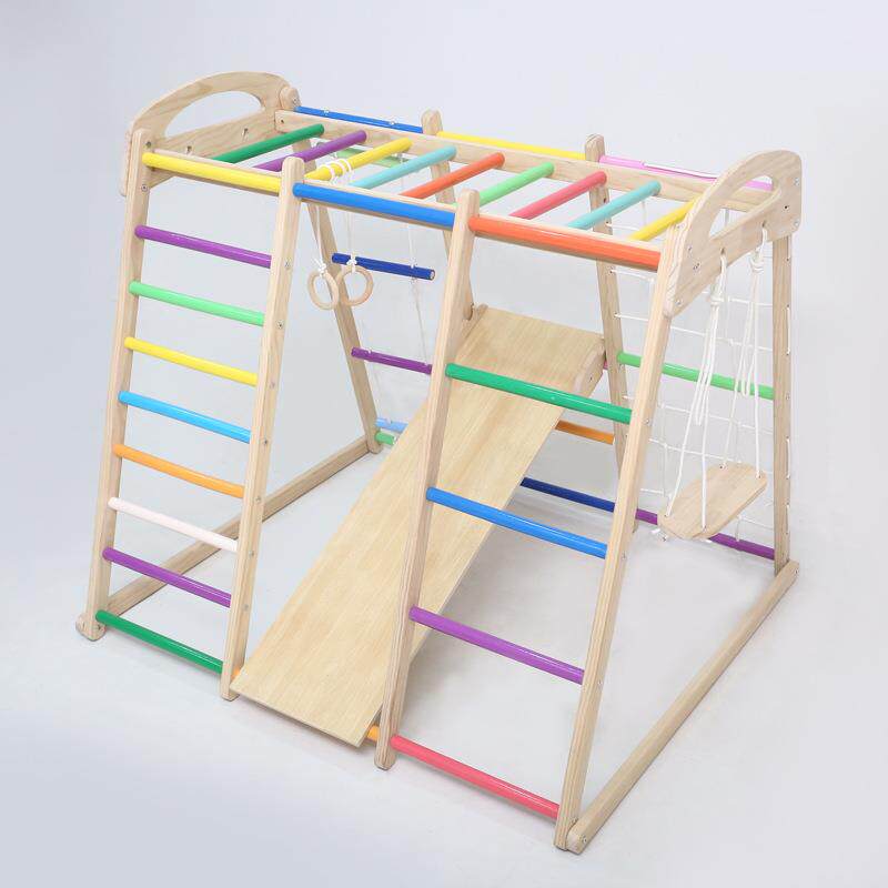 儿童实木攀爬架室内宝宝木质滑梯秋千攀岩组合家用小型游乐园家庭