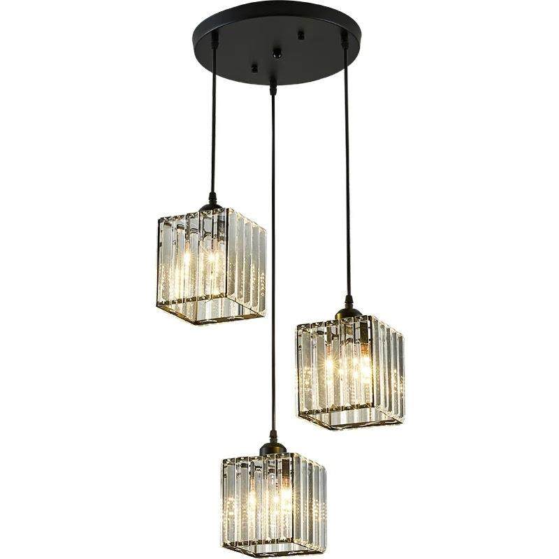 新中式旋转楼梯吊灯现代简约轻奢个性餐厅饭厅卧室书房水晶长吊灯