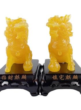麒麟摆件一对招财旺宅博古架电视柜摆件入户玄关摆件乔迁新居礼品