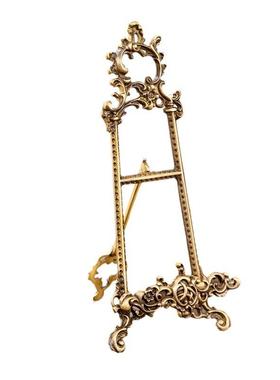 中古典相框架做旧挂盘架黄铜展示盘子架装饰轻奢美式复古摆件支架