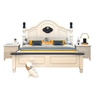 实木儿童床1.2米男孩美式 床1.35米储物单人床1.5米卧室实木床