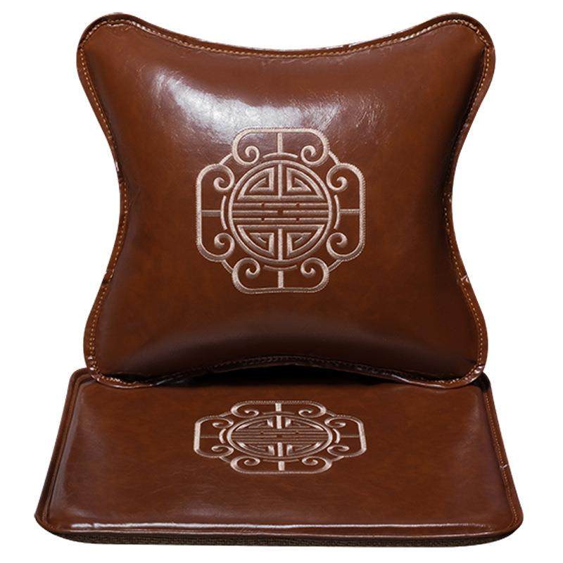 中式沙发椅子坐垫红木圈椅太师椅皮革椅垫实木餐椅茶椅垫防水屁垫