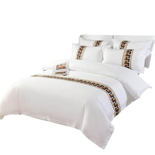 五星级酒店60支床尾巾款酒店四件套印花款民宿宾馆床上用品套件