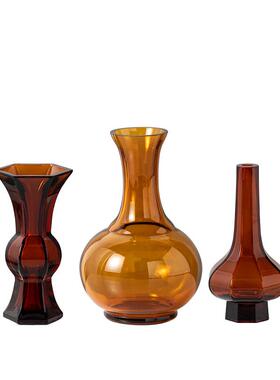 新中式琉璃花瓶玻璃高档样板房间书房茶室家居软装饰品摆件