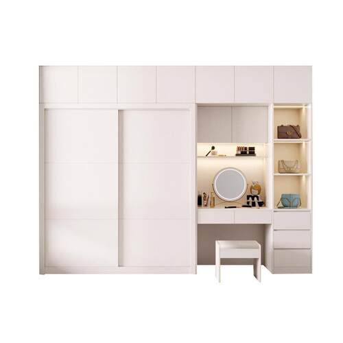 全屋定制衣柜卧室奶油风公主一门到顶衣柜现代极简整体到顶衣柜