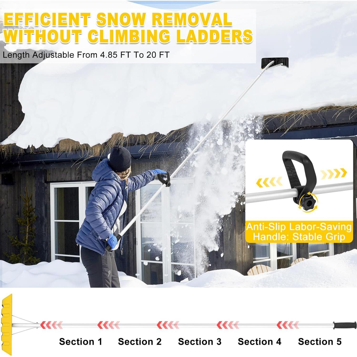 厂家直发铝合金可拆卸杆屋顶雪耙雪刮高质量除雪工具带省力把手
