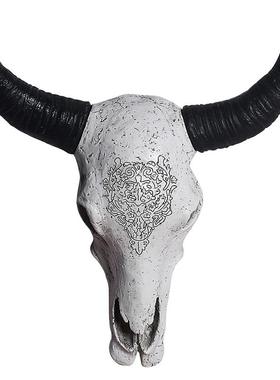 复古牛角骷髅壁挂创意咖啡屋酒吧家居客厅动物骨头背景墙饰挂饰