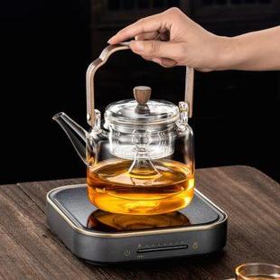 提梁蒸煮茶壶加厚玻璃烧水泡茶喷淋煮茶器MINI家用超薄戈米电陶炉