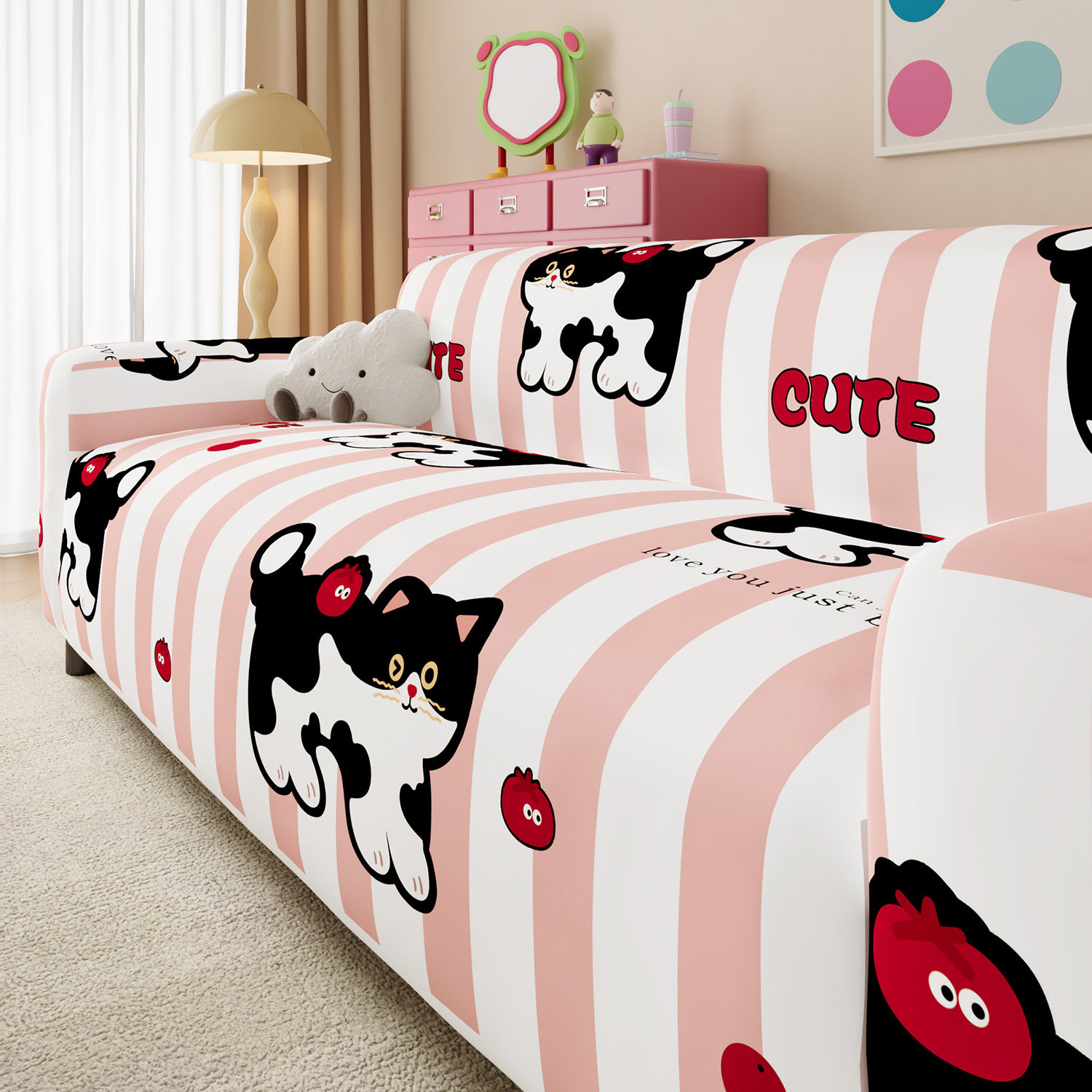 卡通沙发套罩夏季冰丝凉感全包一体式防滑通用型客厅沙发保护套罩