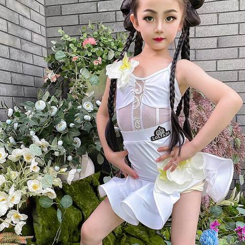 洛利塔儿童拉丁训练舞蹈裙少儿网红练功表演服女童练习拉丁舞蹈服