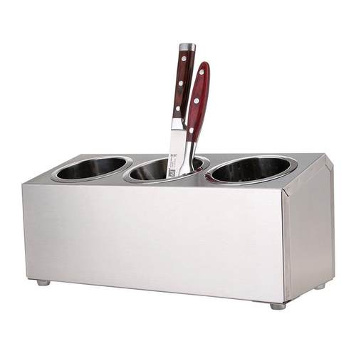 不锈钢三孔刀叉箱刀叉盒刀叉筷子盒不锈钢三格刀叉箱吸管座收纳