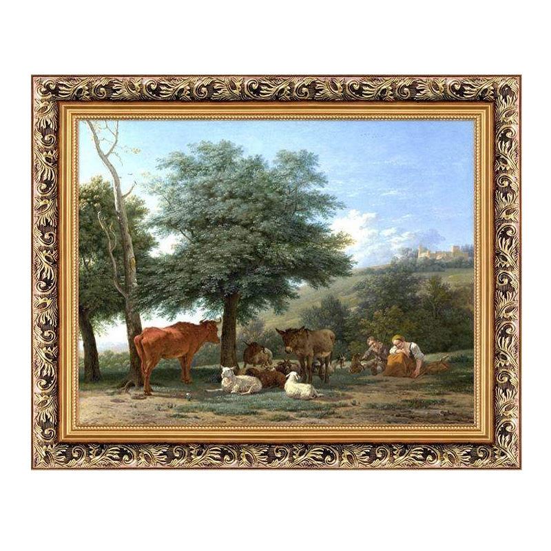 客厅简欧装饰画餐厅挂画美式沙发背景墙画欧式风景壁画油画一件发