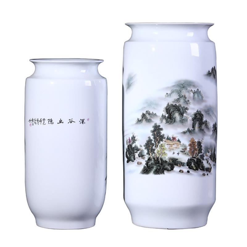 景德镇陶瓷花瓶客厅花插箭筒书画缸字画收纳筒商会成立纪念礼品