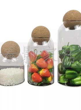 样板房厨房摆件收纳储物罐玻璃罐橱柜摆放装饰样板间软装搭配饰品