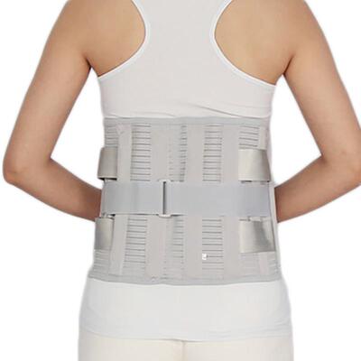 弹力护腰加宽全弹腰围透气加强型固定钢板支撑腰托灰色胸腰固定带