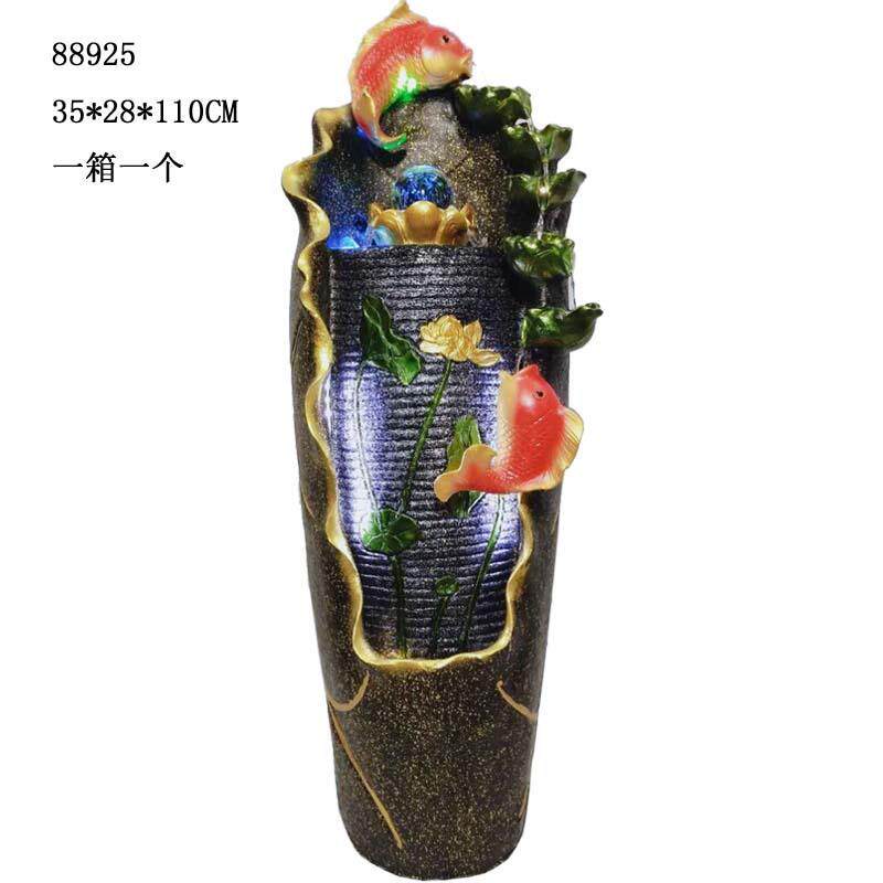 田园风格双鱼戏水树脂流水摆件室内喷泉客厅落地创意礼品工艺品
