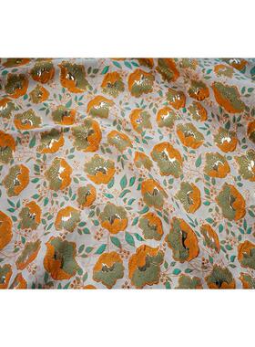 金丝橘XL-G9-34橙色浮雕花朵挺括女春秋料化妆包赫本风衣连面裙装