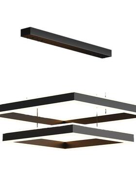 北欧极简正方23861形双层客厅LED吊现简代设计大气酒店约展厅灯灯