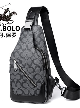 ZDBOLO/左丹保罗胸包男士胸前斜挎包单肩包休闲运动潮牌挎包时尚