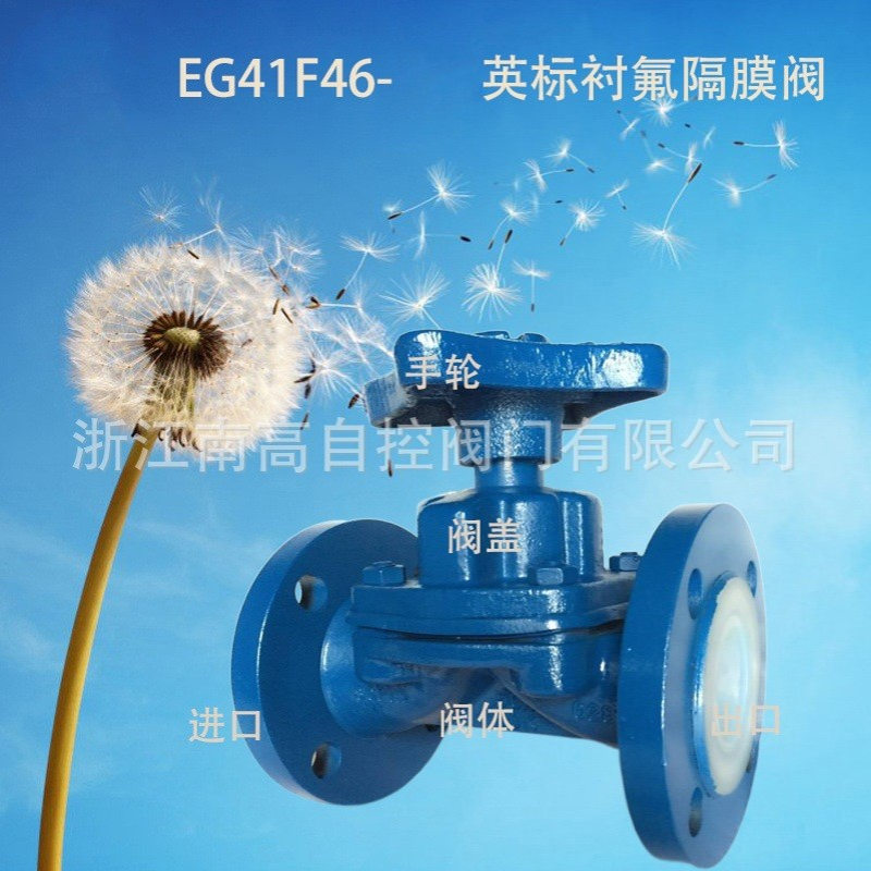 EG41F46-10C DN32英标衬氟衬胶隔膜阀 耐腐蚀法兰式南高供应