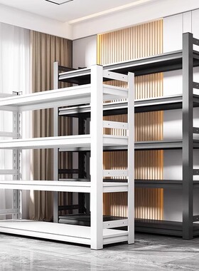 黑色双面围栏货架置物架组合铁架阳台储物架地下室多层仓储展示架