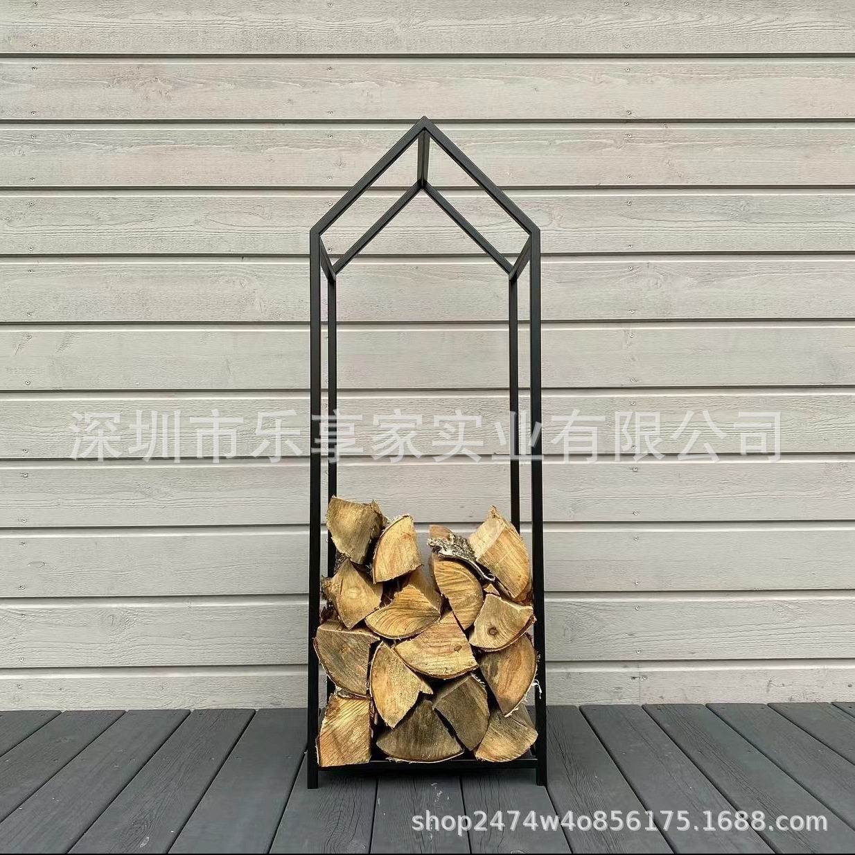 跨境热销创意小型铁艺柴火架木头存放支架木材工具架室内外木柴架