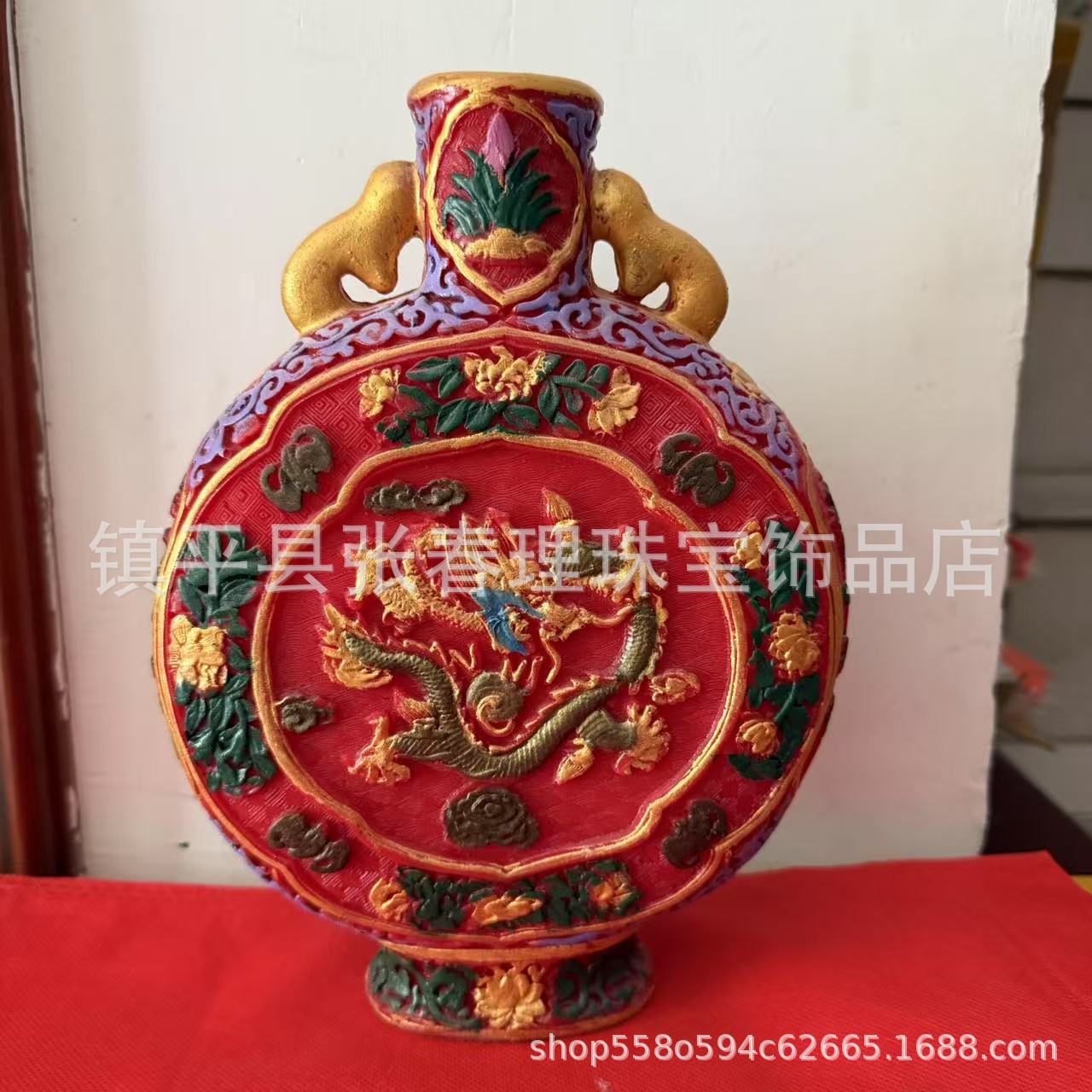 厂家批发古玩树脂家居办公摆件工艺品龙瓶摆件
