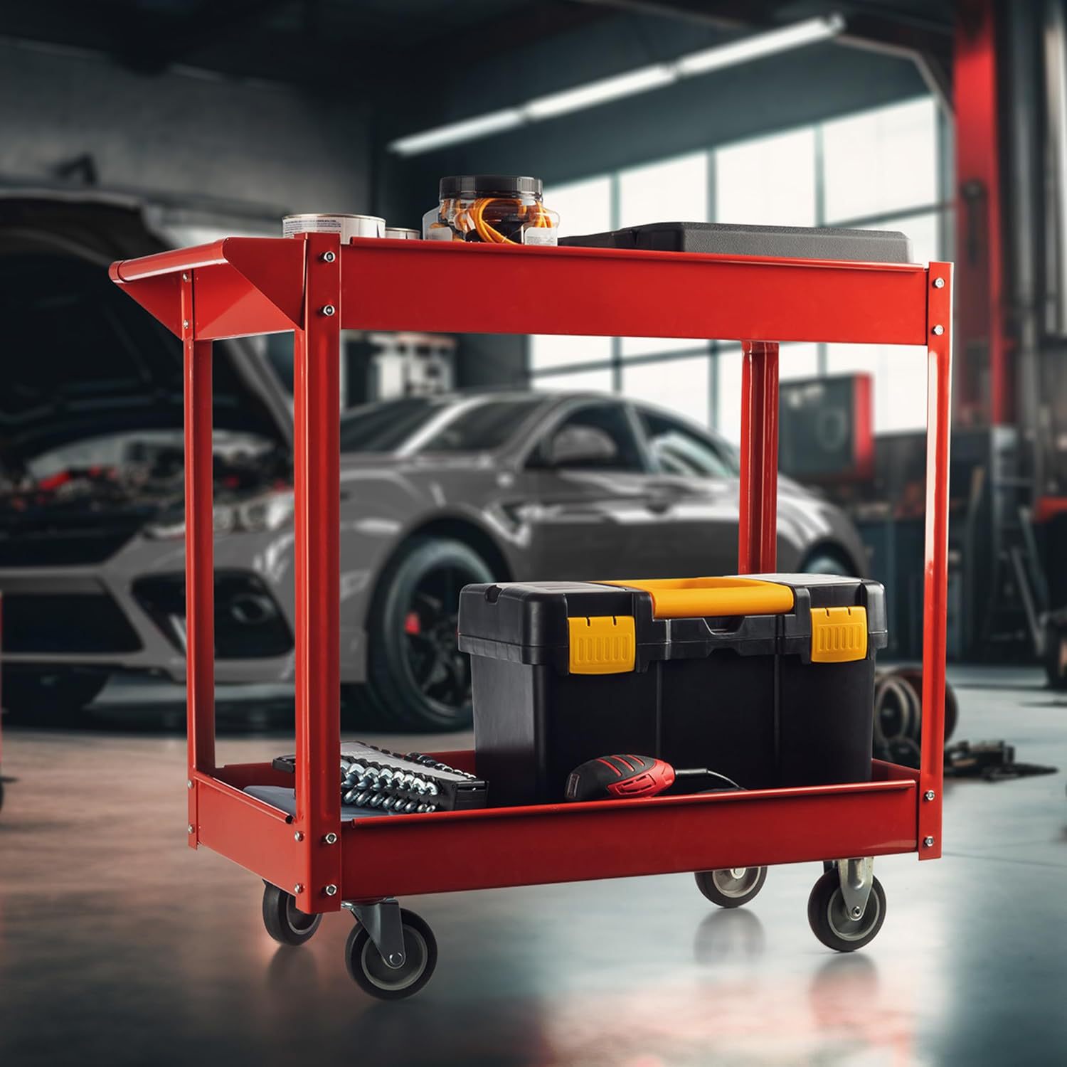 两层加厚重型多功能手推工具车