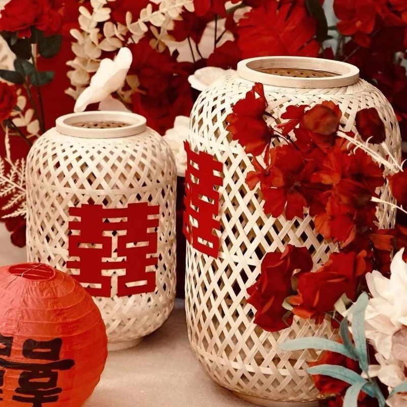 古风竹编灯笼茶艺结婚订婚拍照仿古装饰传统灯笼餐饮吊灯中式复古