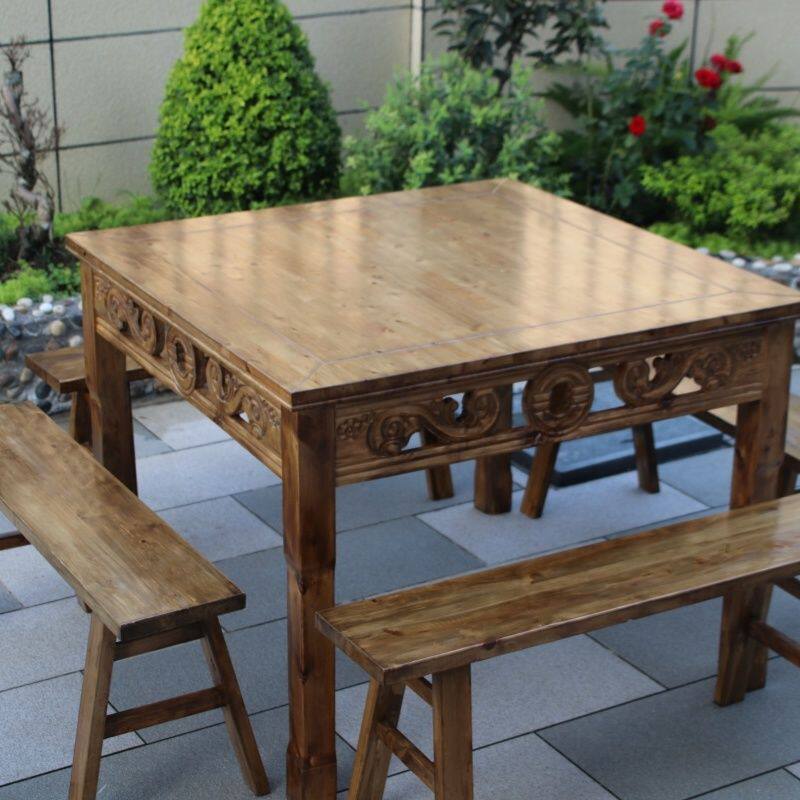 八仙桌全实木正方形家用餐桌老式雕花仿古四方桌餐馆饭店桌子中式