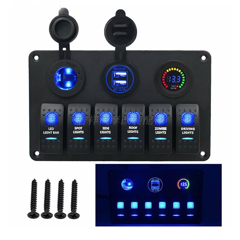 游艇开 关面板配件带USB电源插座船舶汽车改装开 关纽子开 关带LE