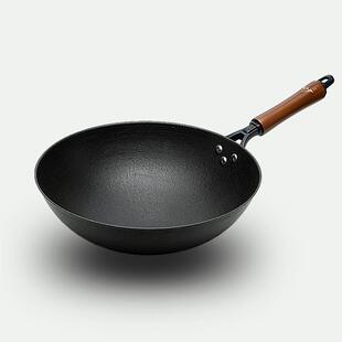 包邮 美食作家王刚家用炒锅龟纹手工生铁32cm34cm电磁炉燃气灶通用