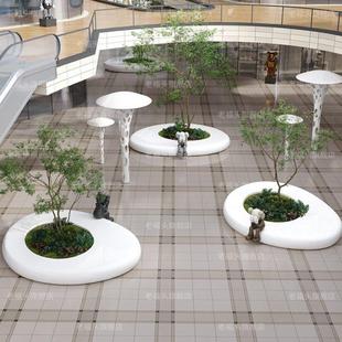 户外景观玻璃钢树池座椅商场休闲区圆形异形坐凳花池花坛厂家定制