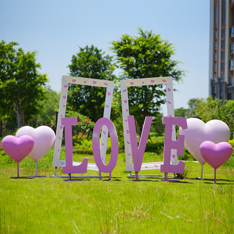 网红打卡拍照爱心love相框户外告白玻璃钢雕塑公园景区装饰美陈