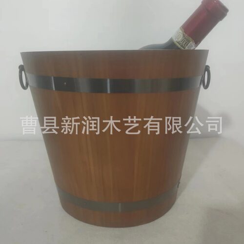 冰桶实木松木杉木桐木3L4L5L6L尺寸不锈钢内胆可带提手酒吧野炊