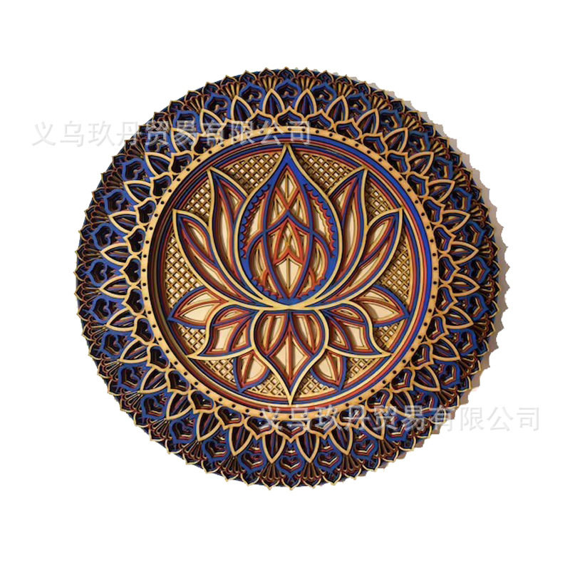 Lotus Flower Wooden Mandala-Art Wall 莲花木质曼陀罗艺术墙饰