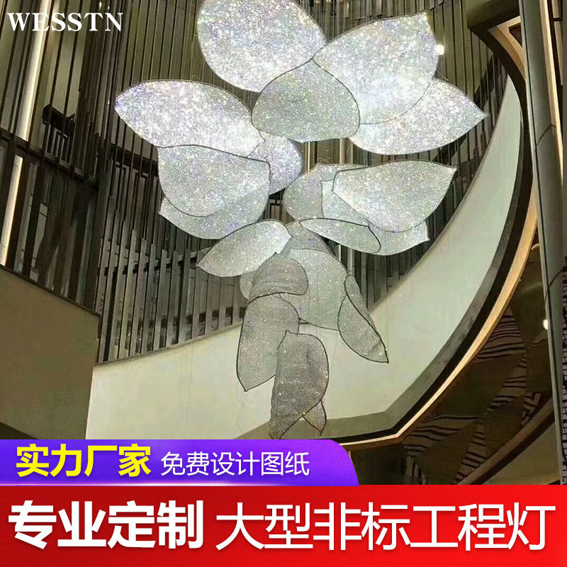 定制别墅家装复式楼楼梯灯具酒店美容院大厅灯饰欧式客厅水晶吊灯
