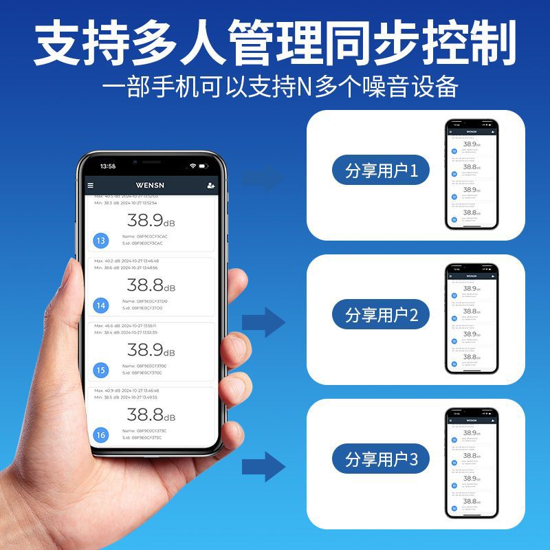 壁挂式分贝仪噪音计声音检测仪声级计WS1803带APP软件实时监测