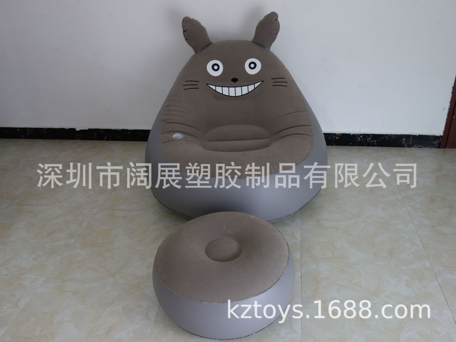 现货批发生产加工充气龙猫沙发植绒沙发熊猫床垫带坐凳