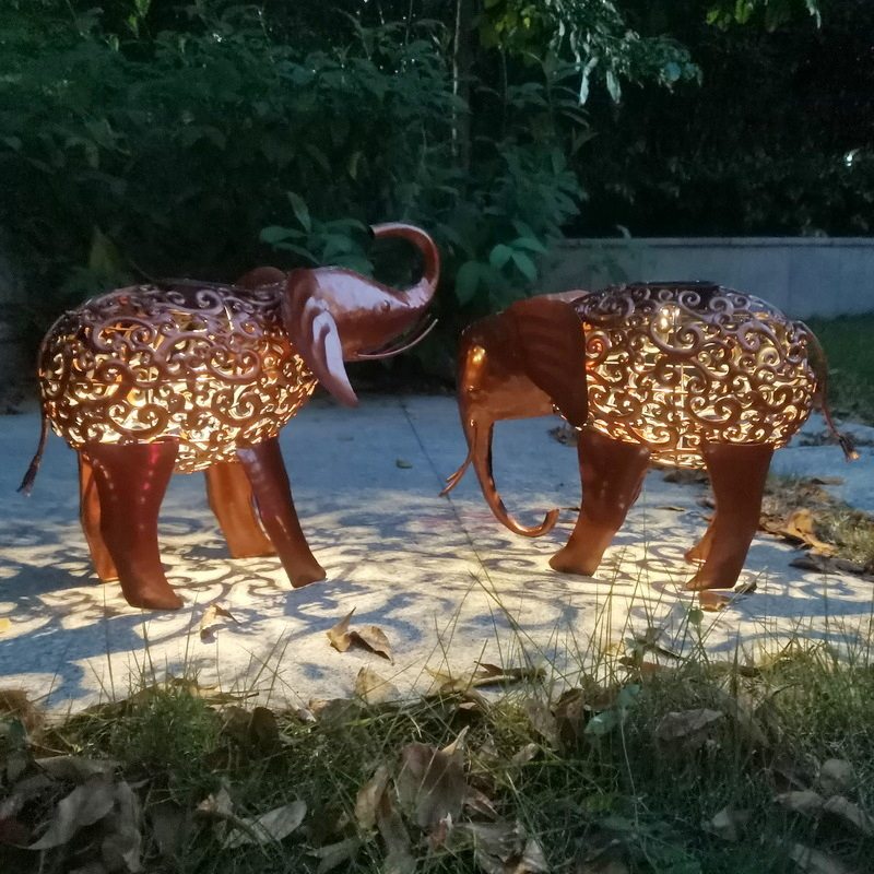 太阳能铁艺大象草坪灯