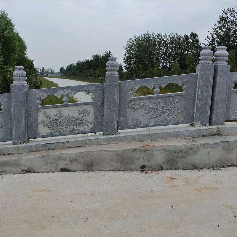 景区装饰小桥石雕竹叶栏板青石石栏杆