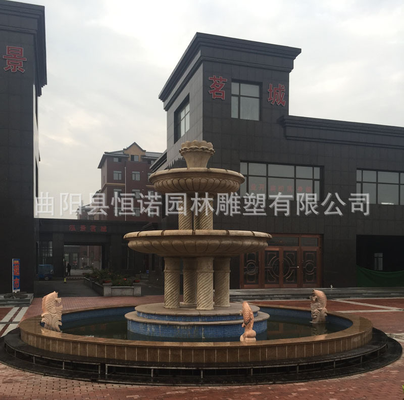 曲阳石雕喷泉汉白玉室外喷泉 大型石雕喷泉花盆 水钵小区别墅门口