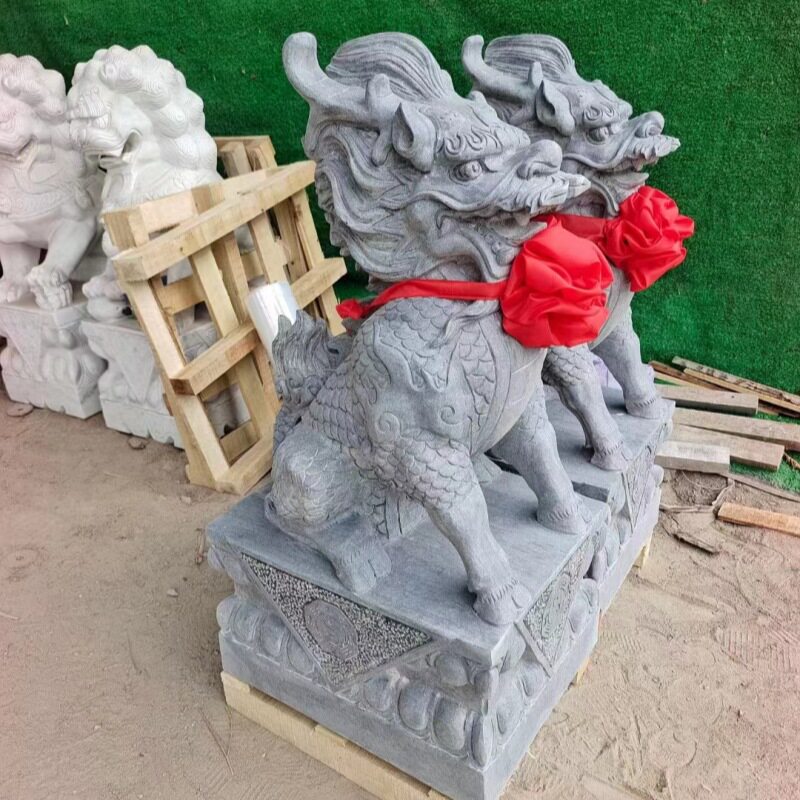 汉白玉麒麟门口摆件大院用