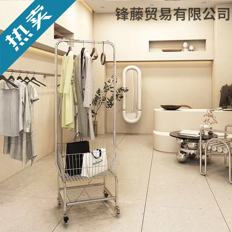 衣帽架隔夜家用晾挂衣架落地卧室收纳架置物架可移动衣架推车衣篮
