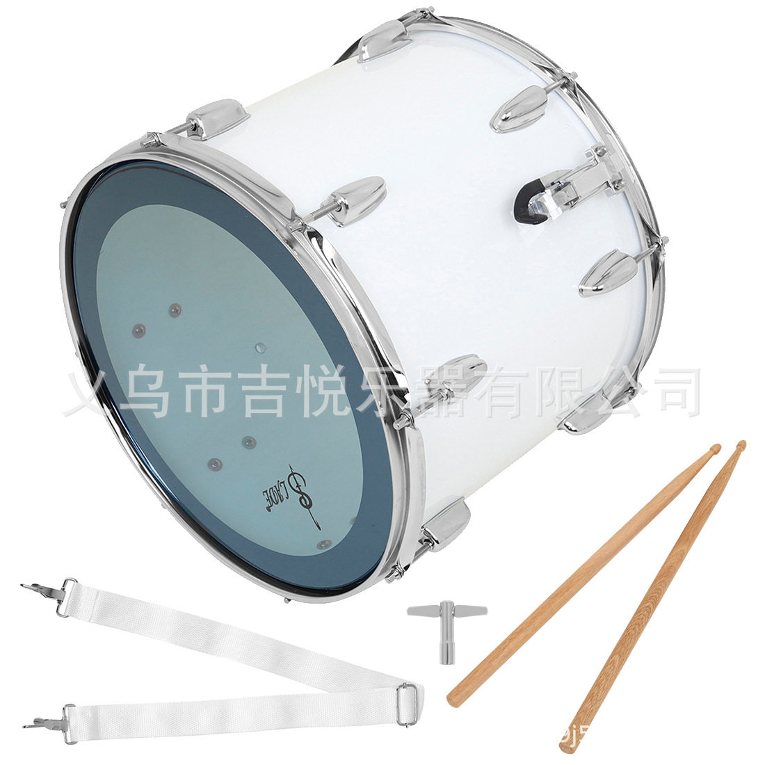 厂家直销行进小军鼓14寸高腔军鼓行进鼓蓝皮送鼓棒背带打击乐器