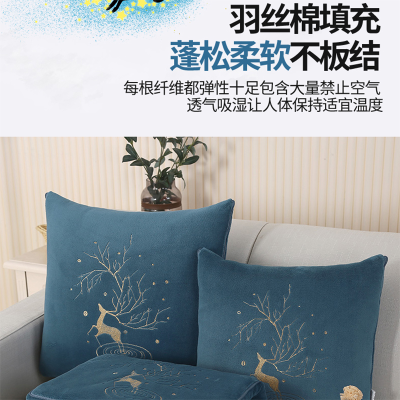 加大加厚绒保暖抱枕被子两用办公室午睡枕头O毯汽车上靠垫冬季新