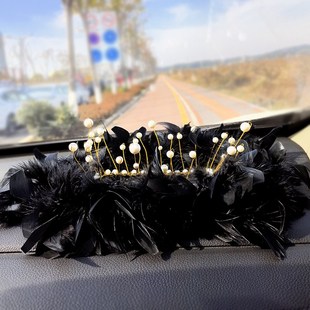 双层款 饰女 梦幻泡泡汽车车载黑色羽毛防滑垫仪表台摆件垫子用品装