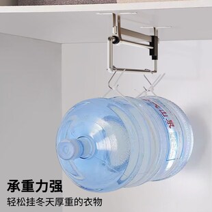 浅衣柜顶装挂衣杆柜内抽拉式衣架纵向伸缩衣通器薄柜竖向裤架滑轨