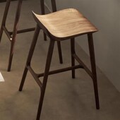 新中式 实木吧椅简约家用岛台椅子设计师休闲酒吧胡桃木高脚吧凳